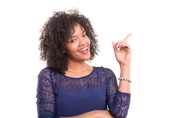 Afrikaanse vrouw presentatie van uw product — Stockfoto