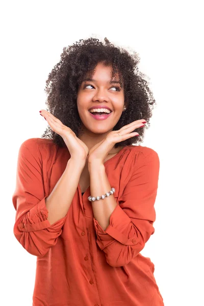 Jonge vrouw met een geweldig idee — Stockfoto