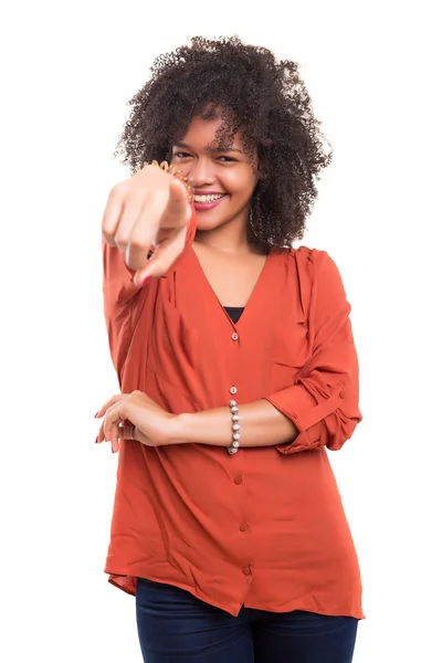 Mujer africana señalándote — Foto de Stock