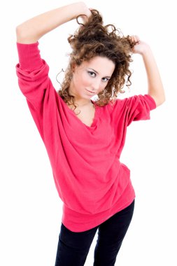 -beyaz izole genç mutlu güzel kadın