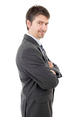 genç iş adamı portre üzerinde beyaz izole