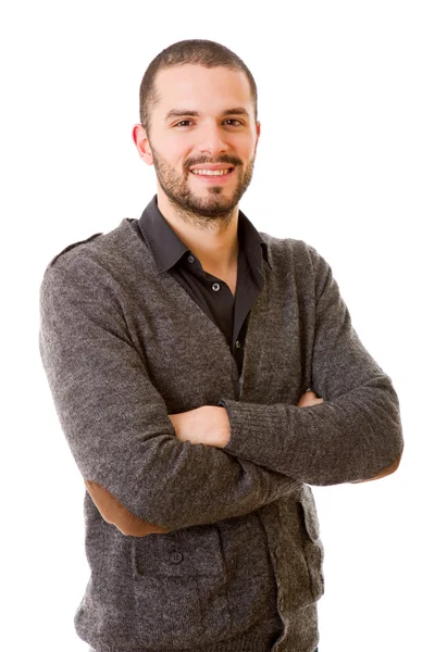 Young happy casual man portrait, isolated on white — Stock Photo, Image