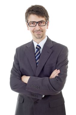 genç iş adamı portre üzerinde beyaz izole