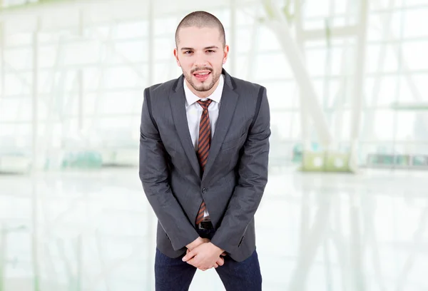 Young silly business man portrait at the office — Stock Photo, Image