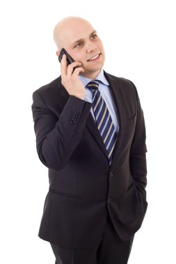 genç iş adamı izole telefonda