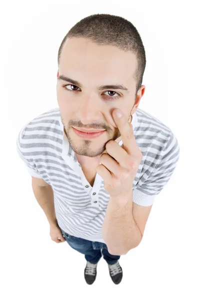 Joven casual hombre cuerpo completo en un fondo blanco — Foto de Stock