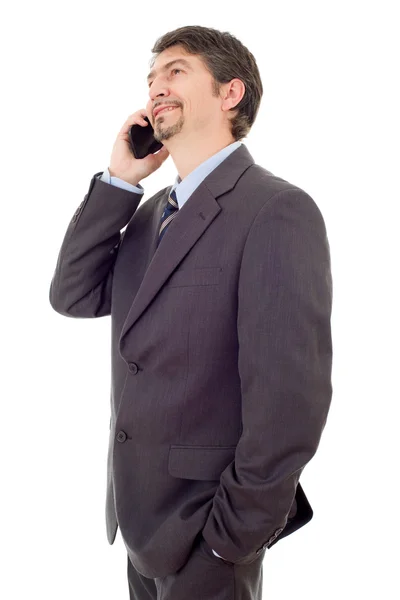 Jonge zakenman aan de telefoon, geïsoleerd — Stockfoto