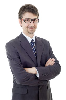 genç iş adamı portre üzerinde beyaz izole