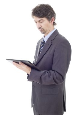 genç işadamı, izole bir tablet PC
