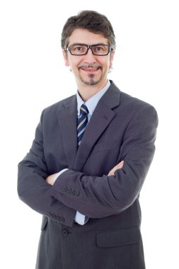 genç iş adamı portre üzerinde beyaz izole