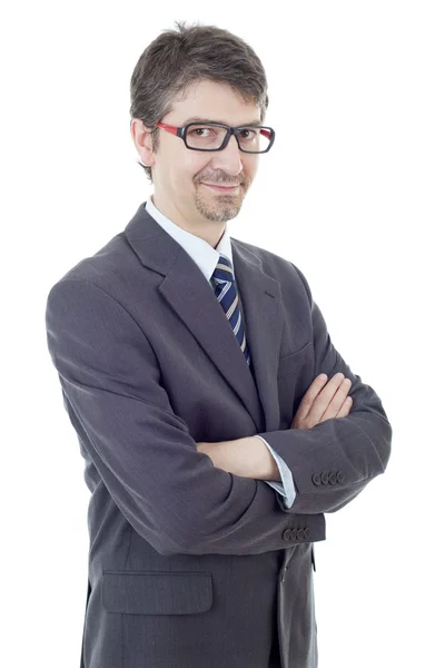 Joven hombre de negocios retrato aislado en blanco — Foto de Stock