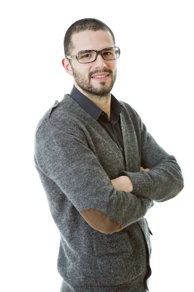 Feliz homem casual isolado no fundo branco — Fotografia de Stock