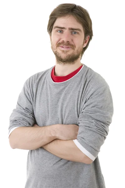 Hombre casual feliz aislado sobre fondo blanco — Foto de Stock