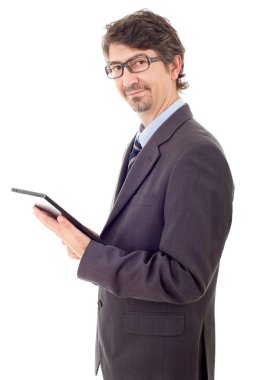 genç işadamı, izole bir tablet PC