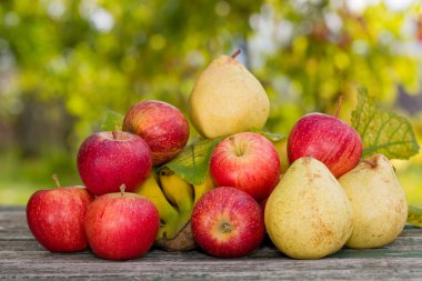 meyve bahçesinde açık ahşap tablo
