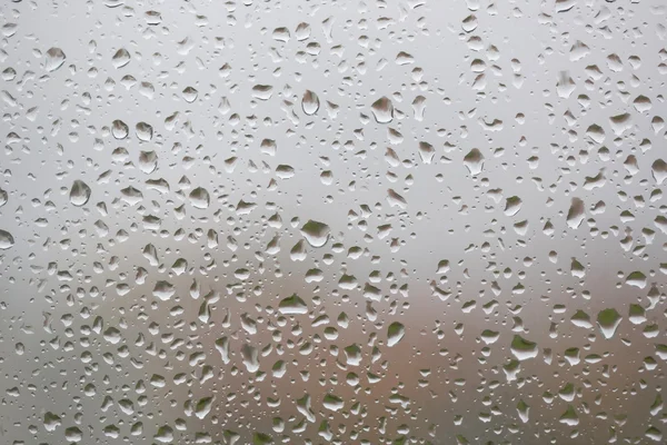 Glass surface with water drops in a rainy day — Stock Photo, Image