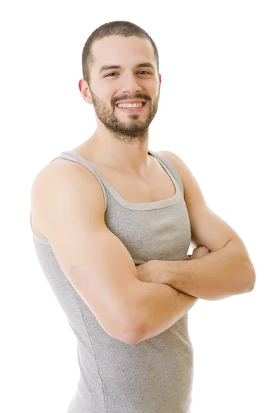 Hombre casual feliz aislado sobre fondo blanco —  Fotos de Stock