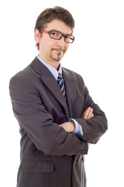 genç iş adamı portre üzerinde beyaz izole