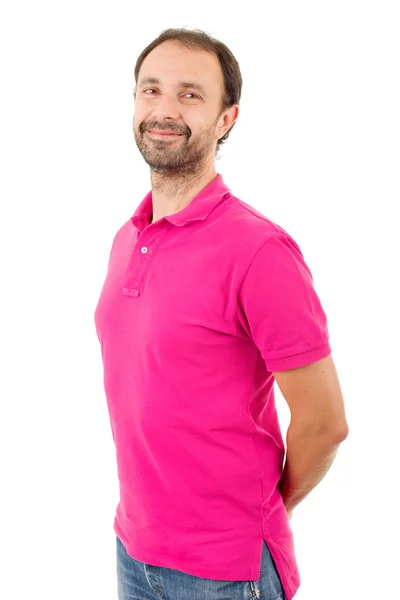 Gelukkig casual man geïsoleerd op witte achtergrond — Stockfoto