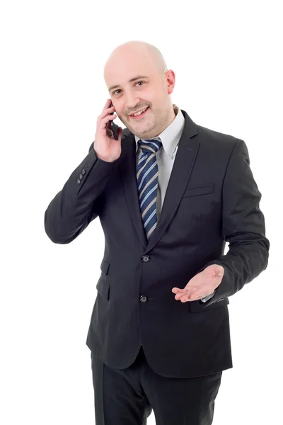 Glad affärsman på telefon, isolerad — Stockfoto