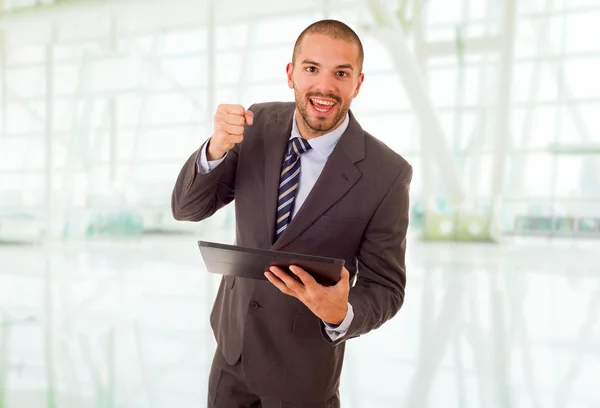 Businessman using touch pad of tablet pc, at the office — Stock Photo, Image