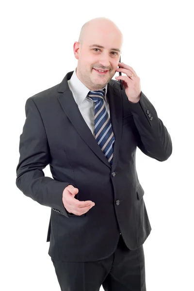 Glad affärsman på telefon, isolerad — Stockfoto