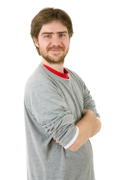 Hombre casual feliz aislado sobre fondo blanco — Foto de Stock