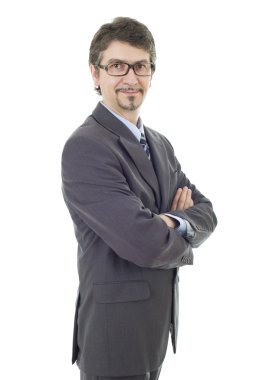 genç iş adamı portre üzerinde beyaz izole