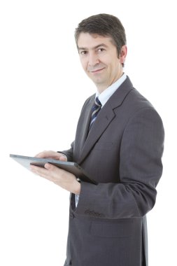 genç işadamı, izole bir tablet PC