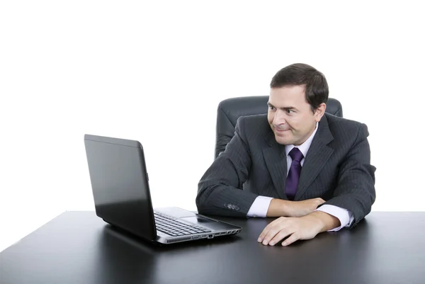 Young business man working with is laptop — Stock Photo, Image