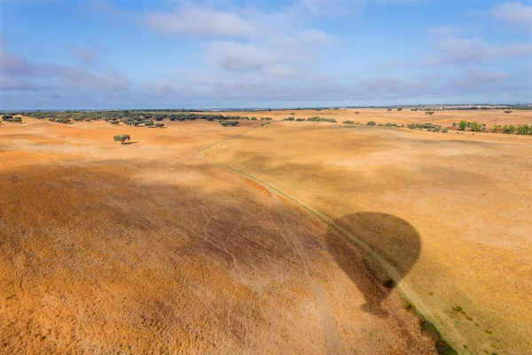 Varmluftsballong Utsikt Över Alentejo Regionen Ovanför Fälten Portugal — Stockfoto