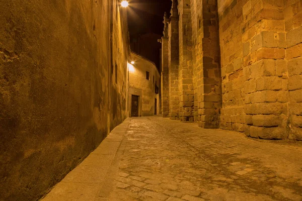Avila Street Night Castile Leon Spain — 图库照片
