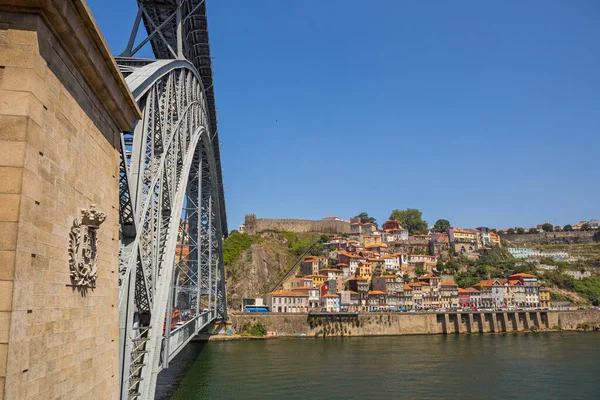 Porto Portugal Ribeiras Berömda Hus Vid Floden Douro Nära Dom — Stockfoto