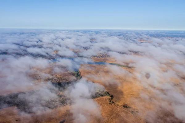 Montgolfière Dans Région Alentejo Dessus Des Nuages Des Champs Portugal — Photo