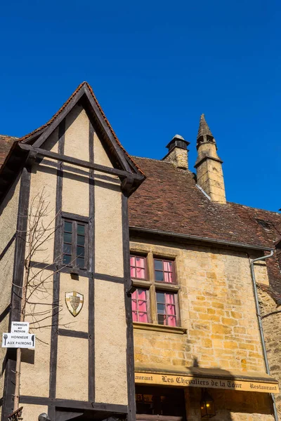 Sarlat Caneda Francja Domy Centrum Starego Średniowiecznego Miasta Sarlat Caneda — Zdjęcie stockowe