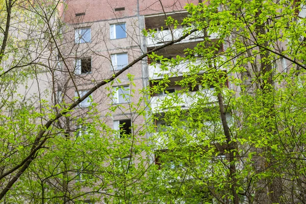 Zone Tchernobyl Maisons Abandonnées Dans Ville Pripyat Ukraine Zone Exclusion — Photo