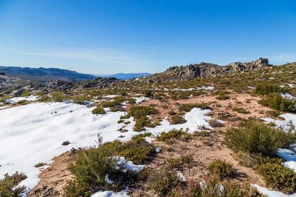 Winterlandschap Met Sneeuw Bergen Van Natuurpark Serra Xures Galicië Spanje — Stockfoto