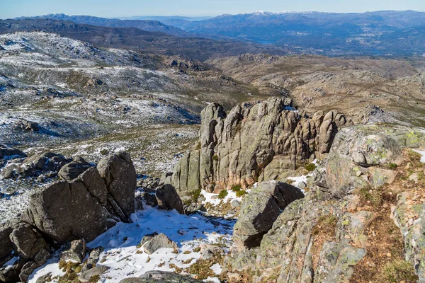 Winterlandschap Met Sneeuw Bergen Van Natuurpark Serra Xures Galicië Spanje — Stockfoto