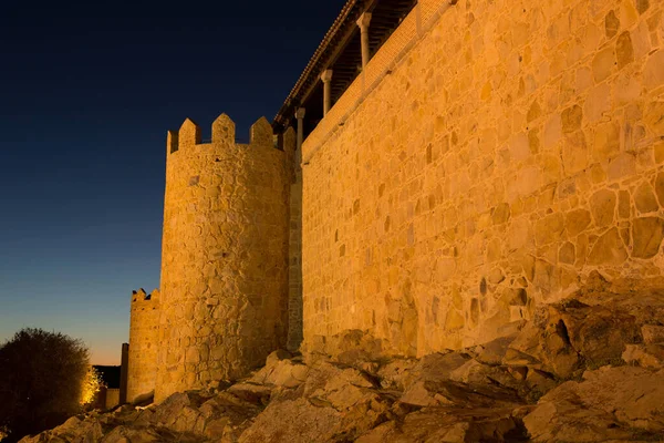 Murallas Ávila Por Noche Castilla León España —  Fotos de Stock