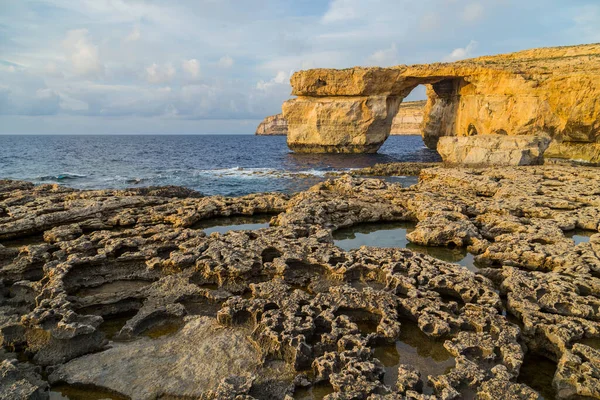 Gök Pencere Doğal Bir Kaya Kemeri Batı Kıyısı Gozo Adası — Stok fotoğraf