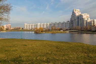 Minsk, Belarus: Minsk şehrinde manzara. Nemiga Trinity Banliyösü. Beyaz Rusya