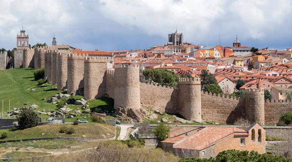 Vista Panorâmica Histórica Cidade Ávila Partir Mirador Cuatro Postes Espanha — Fotografia de Stock