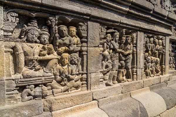 Podrobnosti Starověkém Buddhistickém Chrámu Borobudur Magelang Střední Jáva Indonésie — Stock fotografie