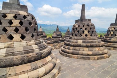 Antik Budist tapınağı Borobudur, Magelang, Orta Java, Endonezya