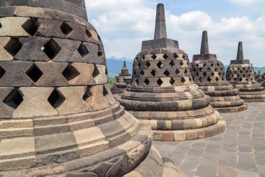 Antik Budist tapınağı Borobudur, Magelang, Orta Java, Endonezya