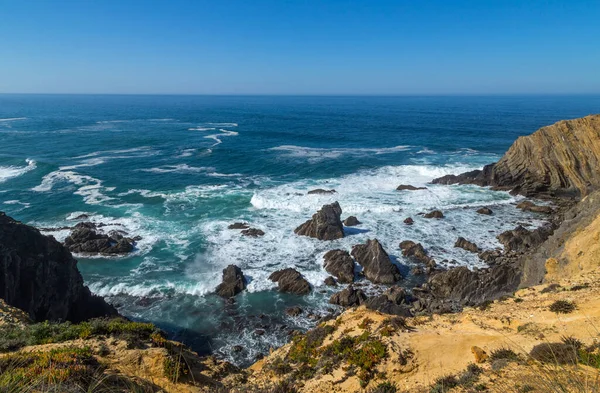 Atlantik Kayalık Kıyı Manzarası Alentejo Portekiz — Stok fotoğraf