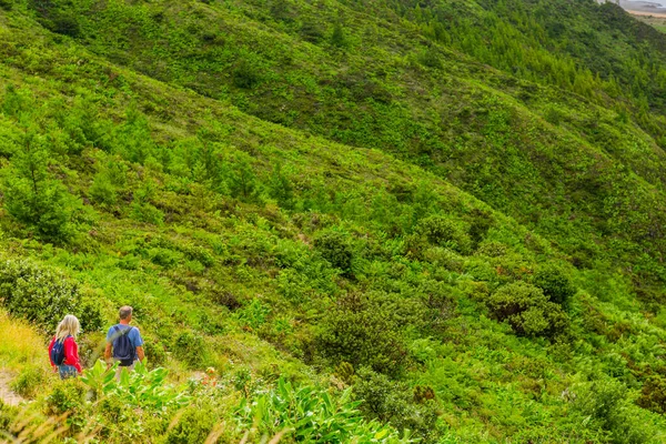 Sao Miguel Azoren Insel Portugal Touristen Wandern Der Lagune Fogo — Stockfoto