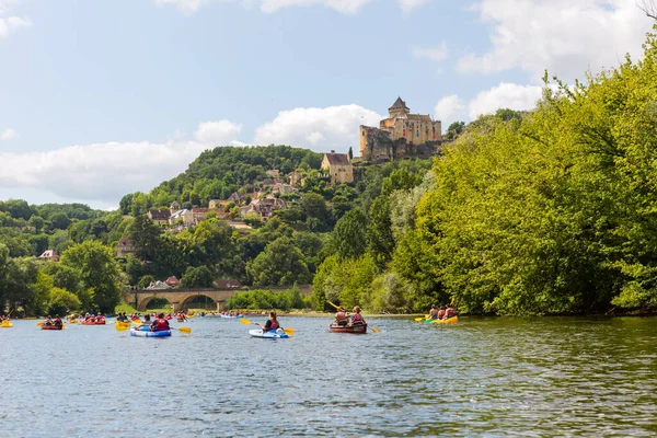 Beynac Cazenac Dordogne France Kayak Sur Rivière Dordogne Castelnaud Chapelle — Photo