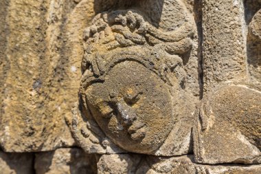 Antik Budist tapınağı Borobudur 'un detayları, Magelang, Orta Java, Endonezya