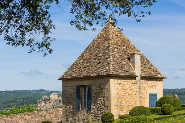 Topiary Gardens Jardins Marqueyssac Dordogne Region France Castillo Castelnaud Parte — Foto de Stock